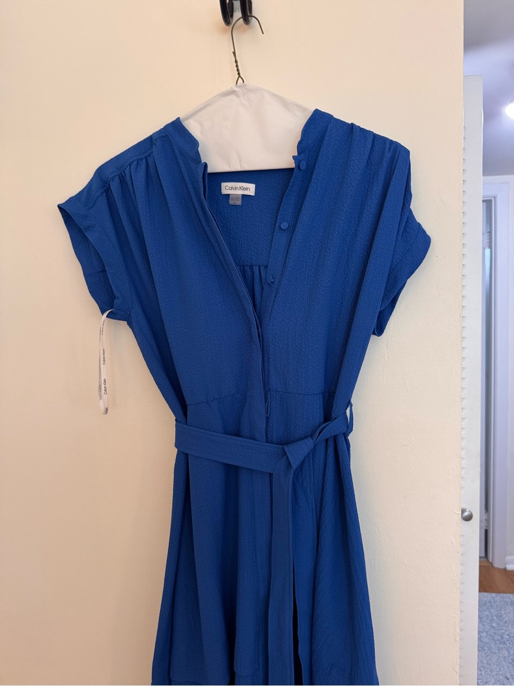Calvin Klein Cobalt Blue Belted Midi Dress size 8